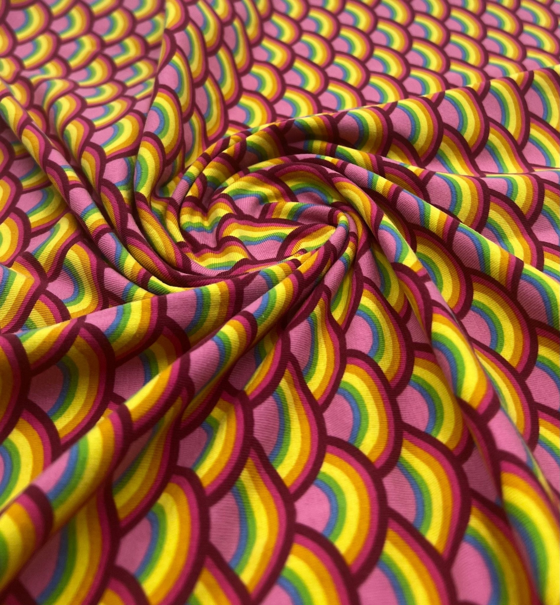 Rainbow Scales Cotton Stretch Jersey 200 GSM 95/5 Lycra 4 Way Stretch - T9 Fabrics